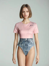 Combinaison dos nu en dentelle imprimée T